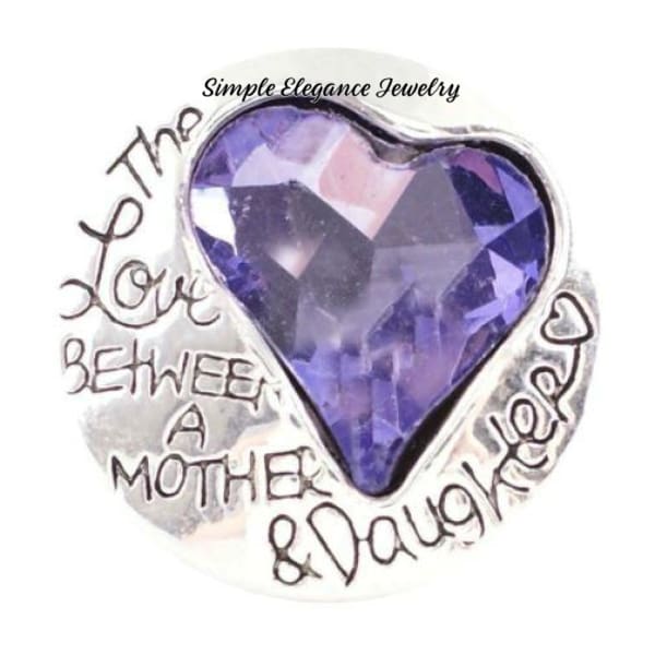 Daughter-Mom Rhinestone Snap 20mm Snap-Snap Charm Jewelry - Purple - Snap Jewelry