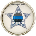 Deputy Sheriff Blue Line Badge Snap Charm 20mm - Snap Jewelry