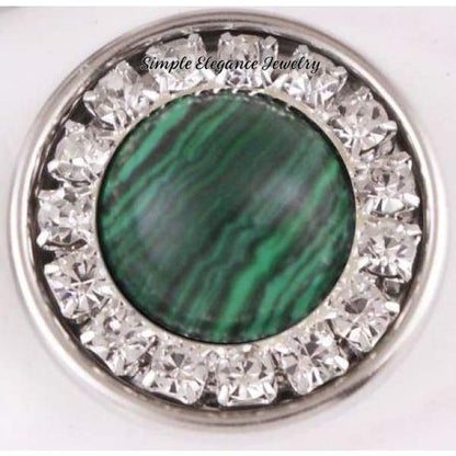 Diamond Accented Stone Snap Charm 20mm for Snap Charm Jewelry - Green - Snap Jewelry