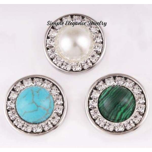 Diamond Accented Stone Snap Charm 20mm for Snap Charm Jewelry - Snap Jewelry