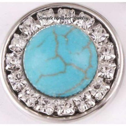 Diamond Accented Stone Snap Charm 20mm for Snap Charm Jewelry - Turquoise - Snap Jewelry