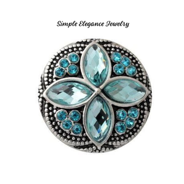 Diamond Pattern Rhinestone 20mm Snap-Snap Charm Jewelry - Turquoise - Snap Jewelry