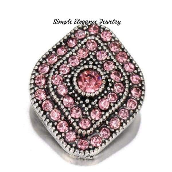 Diamond Shaped Rhinstone Snap Charm 20mm for Snap Charm Jewelry - Pink - Snap Jewelry