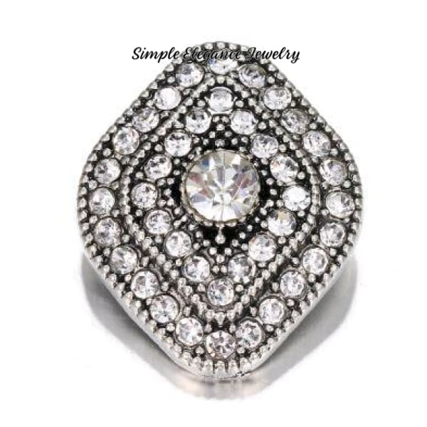 Diamond Shaped Rhinstone Snap Charm 20mm for Snap Charm Jewelry - White - Snap Jewelry