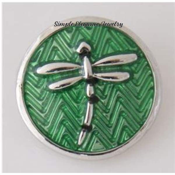 Dragonfly Snap-Metal Enamel- 20mm for Snap Jewelry - Green - Snap Jewelry