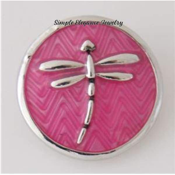 Dragonfly Snap-Metal Enamel- 20mm for Snap Jewelry - Pink - Snap Jewelry