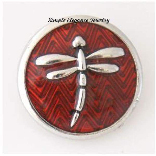 Dragonfly Snap-Metal Enamel- 20mm for Snap Jewelry - Red - Snap Jewelry