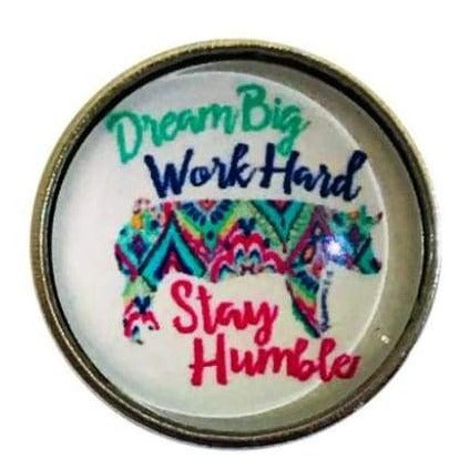 Dream Big Work Hard Stay Humble Pig Snap Charm for Snap Charm Jewelry 20mm - Snap Jewelry
