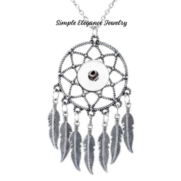 Dream Catcher Feather Snap Necklace-Chain 18mm Snaps - Snap Jewelry