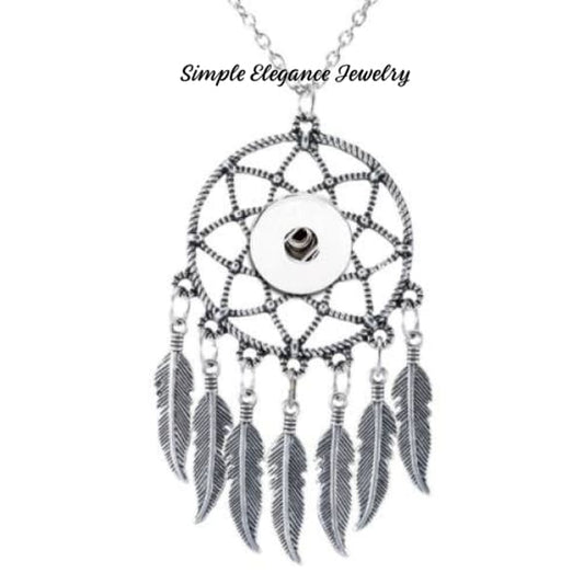Dream Catcher Feather Snap Necklace-Chain 18mm Snaps - Snap Jewelry