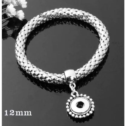 Elastic Metal Stretch Snap Bracelet 18-20mm Snaps or 12mm - 12mm MINI Silver - Snap Jewelry