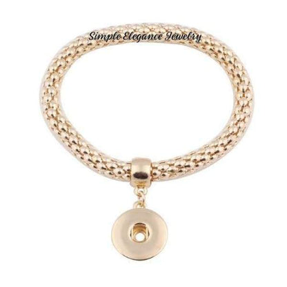 Elastic Metal Stretch Snap Bracelet 18-20mm Snaps or 12mm - Gold - Snap Jewelry