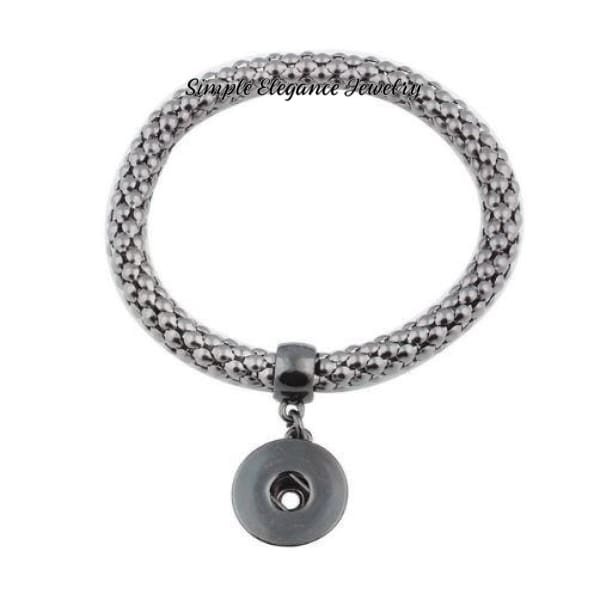 Elastic Metal Stretch Snap Bracelet 18-20mm Snaps or 12mm - Pewter - Snap Jewelry