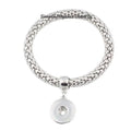 Elastic Metal Stretch Snap Bracelet 18-20mm Snaps or 12mm - Silver - Snap Jewelry