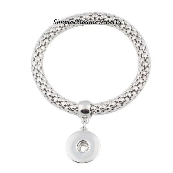 Elastic Metal Stretch Snap Bracelet 18-20mm Snaps or 12mm - Silver - Snap Jewelry