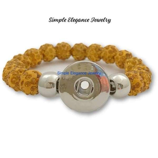 Elastic Single Snap-Melon Shamballa Snap Bracelet (S-M) 18mm-20mm Snaps - Snap Jewelry