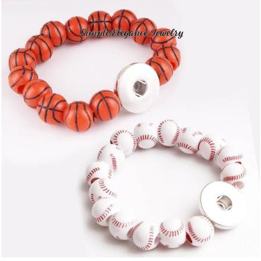 Elastic Sports Ball Snap Bracelet 20mm Snaps - Snap Jewelry