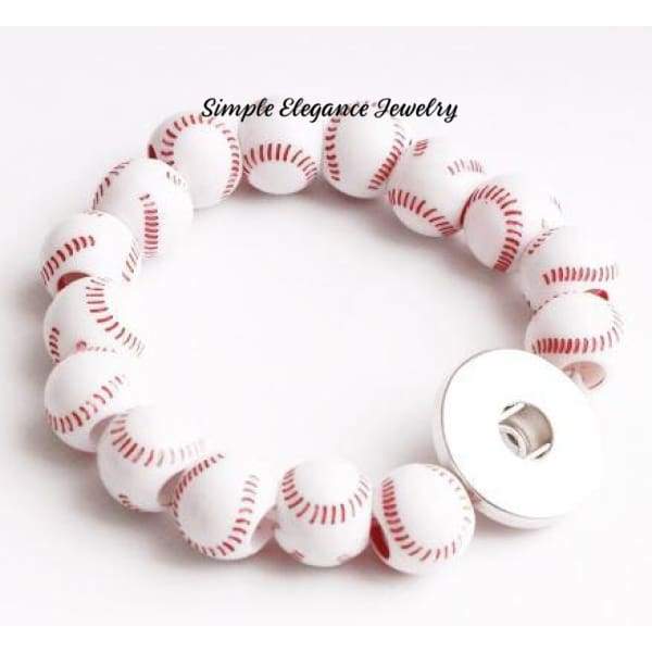 Elastic Sports Ball Snap Bracelet 20mm Snaps - Baseball - Snap Jewelry
