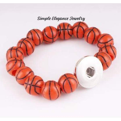 Elastic Sports Ball Snap Bracelet 20mm Snaps - Basketball - Snap Jewelry