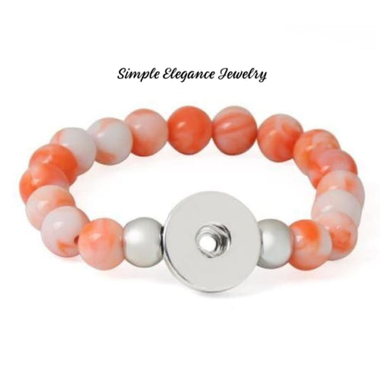 Elastic Stretch Marbled Bead Snap Bracelet - Orange - Snap Jewelry