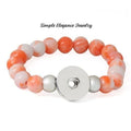 Elastic Stretch Marbled Bead Snap Bracelet - Orange - Snap Jewelry
