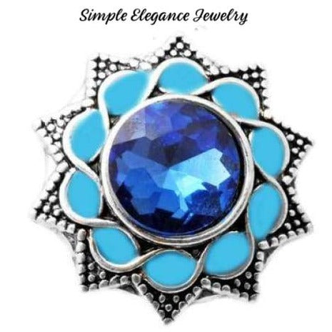 Enamel Metal Starburst Snap 20mm for Snap Jewelry (6 Colors) - Light Blue - Snap Jewelry