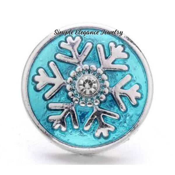 Enamel Rhinestone Snowflake Charm Snap 20mm (Assorted Colors) - Turquoise - Snap Jewelry