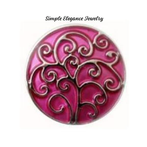 Enamel Tree of Life 18mm Snap - Pink - Snap Jewelry