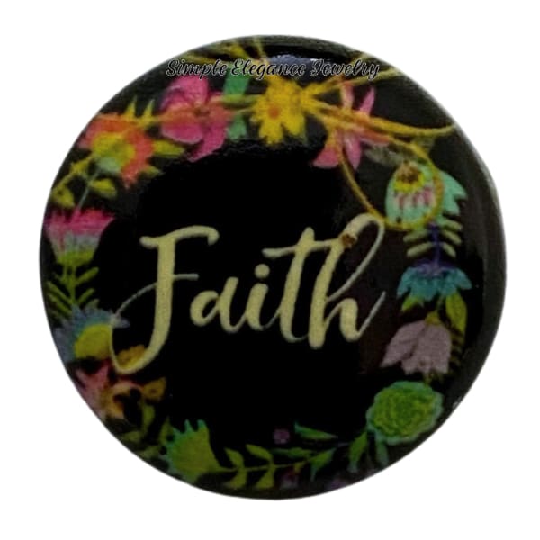 Faith Flower Metal Enamel Snap Charm 20mm - Snap Jewelry