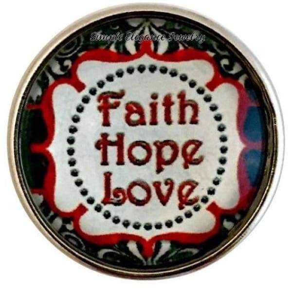Faith Hope Love Snap Charm 20mm for Snap Charm Jewelry - Snap Jewelry