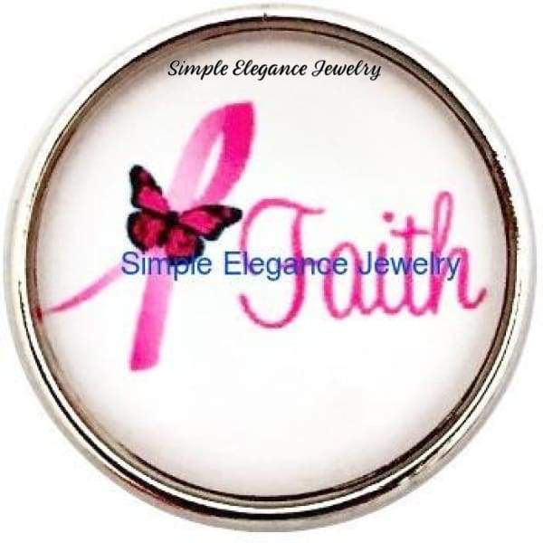 Faith Pink Ribbon Snap 20mm for Snap Jewelry (143) - Snap Jewelry