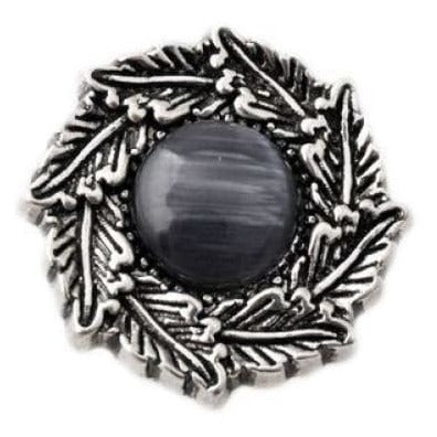 Fancy Cat-Eye Leaf Pattern Rhinestone 20mm Snap-Snap Charm Jewelry - Black - Snap Jewelry