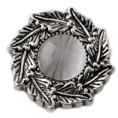 Fancy Cat-Eye Leaf Pattern Rhinestone 20mm Snap-Snap Charm Jewelry - Gray - Snap Jewelry