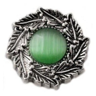 Fancy Cat-Eye Leaf Pattern Rhinestone 20mm Snap-Snap Charm Jewelry - Green - Snap Jewelry