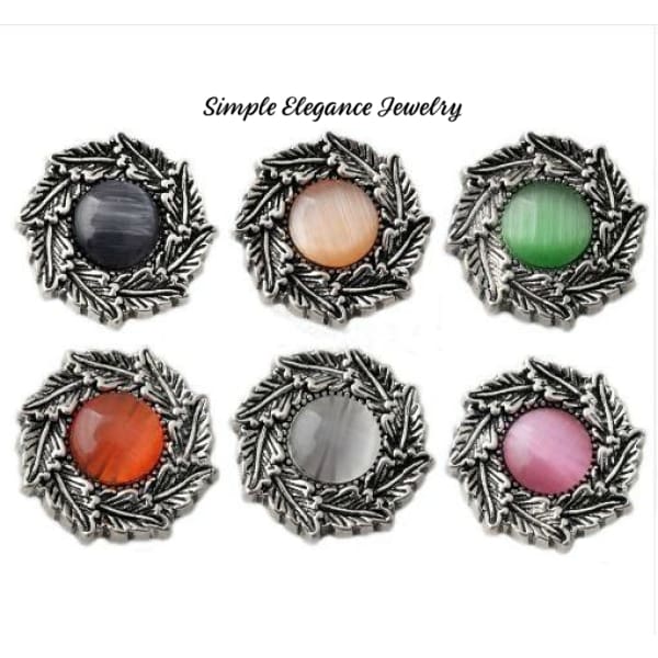 Fancy Cat-Eye Leaf Pattern Rhinestone 20mm Snap-Snap Charm Jewelry - Snap Jewelry