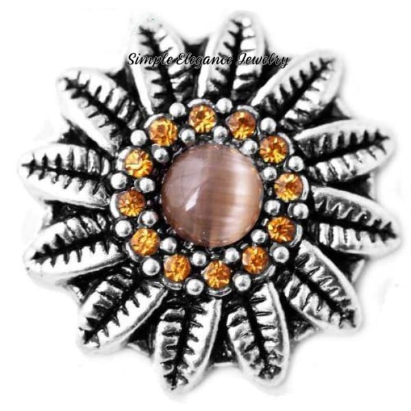 Feather Rhinestone Snap Charm 20mm - Amber - Snap Jewelry