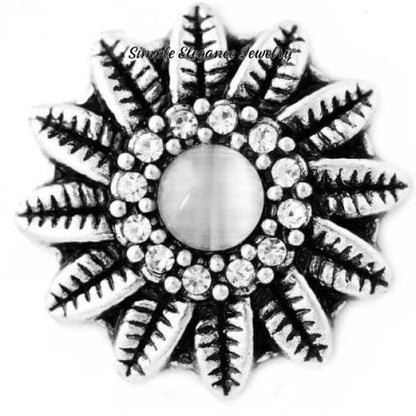 Feather Rhinestone Snap Charm 20mm - Gray - Snap Jewelry