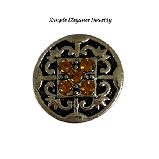 Filigree Colored Rhinestone MINI Snap Charm 12mm - Amber - Snap Jewelry