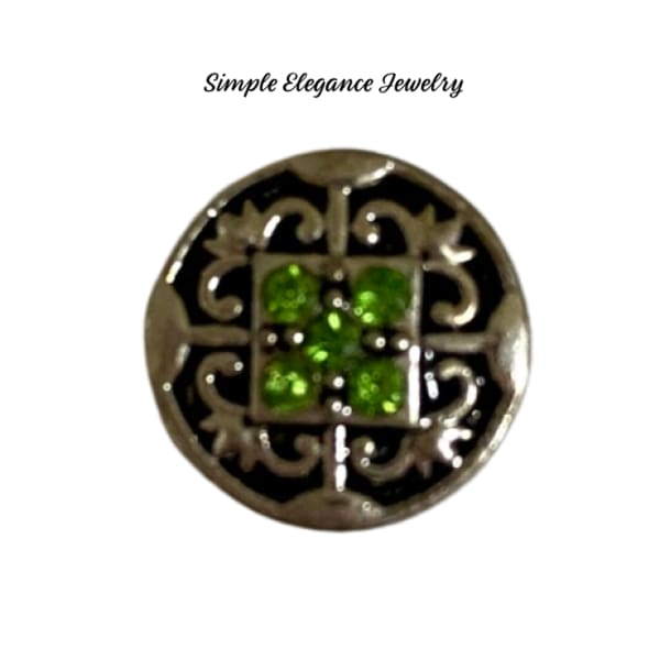 Filigree Colored Rhinestone MINI Snap Charm 12mm - Green - Snap Jewelry
