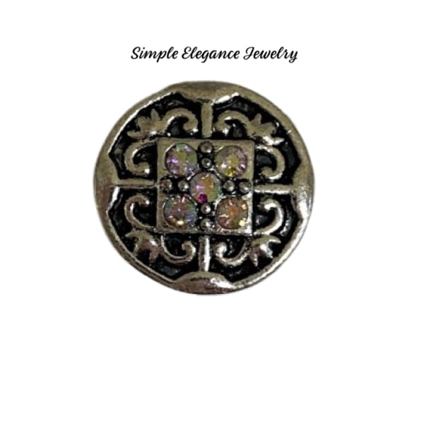 Filigree Colored Rhinestone MINI Snap Charm 12mm - Iridescent - Snap Jewelry