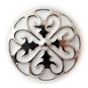 Filigree Metal Snap 18mm for Snap Jewelry - White - Snap Jewelry