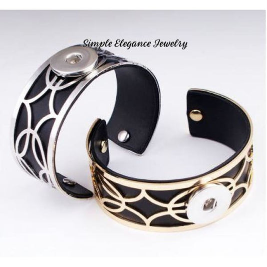 Filigree PU Leather Snap Bracelet 20mm - Snap Jewelry