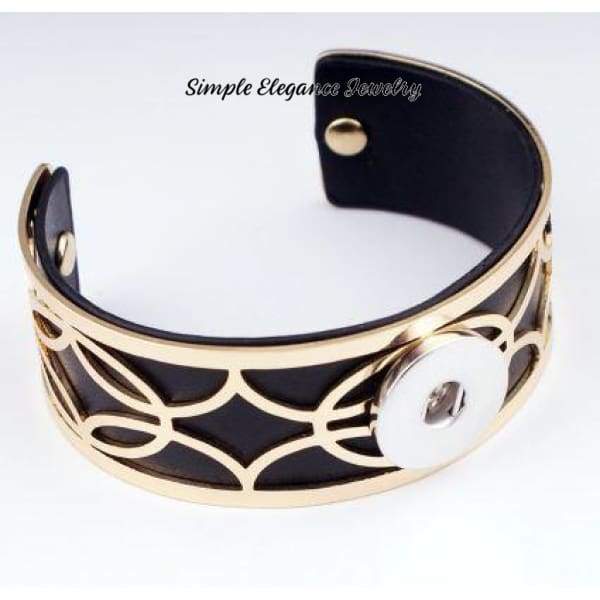 Filigree PU Leather Snap Bracelet 20mm - Gold - Snap Jewelry