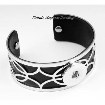 Filigree PU Leather Snap Bracelet 20mm - Silver - Snap Jewelry