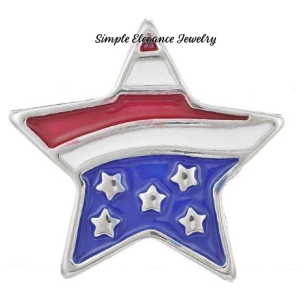 Flag Star Charm Snap-Great Addition For The Holidays 20mm Snap - Snap Jewelry