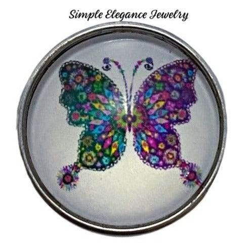Floral Butterfly Snap Charm 20mm - Snap Jewelry