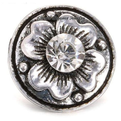 Flower Birthstone Charm 20mm for Snap Jewelry - Clear - Snap Jewelry