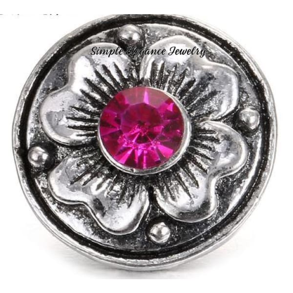 Flower Birthstone Charm 20mm for Snap Jewelry - Dark Pink - Snap Jewelry