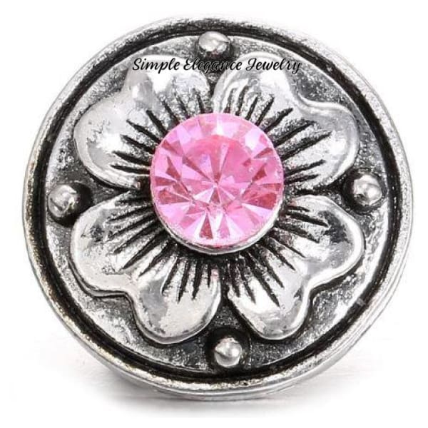 Flower Birthstone Charm 20mm for Snap Jewelry - Light Pink - Snap Jewelry