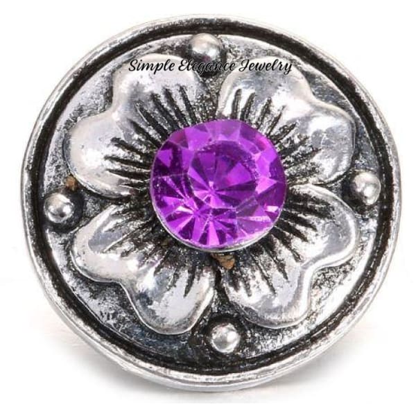 Flower Birthstone Charm 20mm for Snap Jewelry - Purple - Snap Jewelry